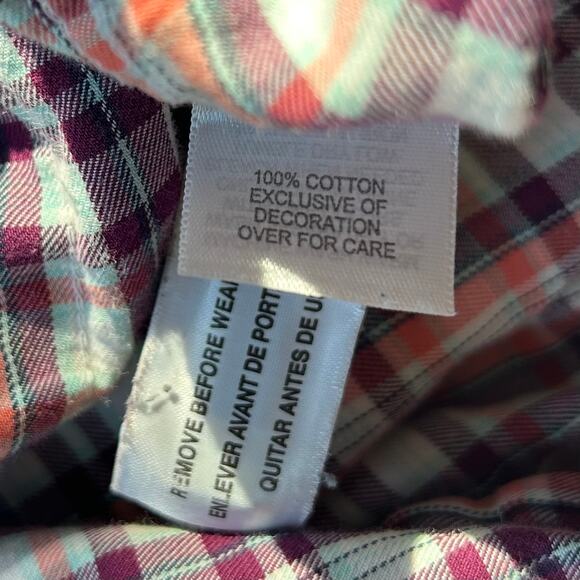 Le Tigre plaid button up collared shirt preppy causal classic multicolor shirt L - Picture 13 of 13